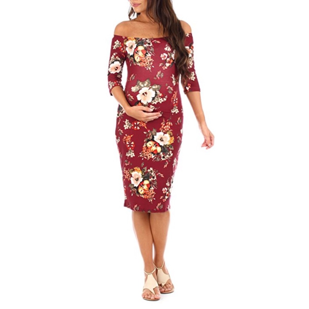 NWOT Maternity Open Shoulder Dress in Floral Print